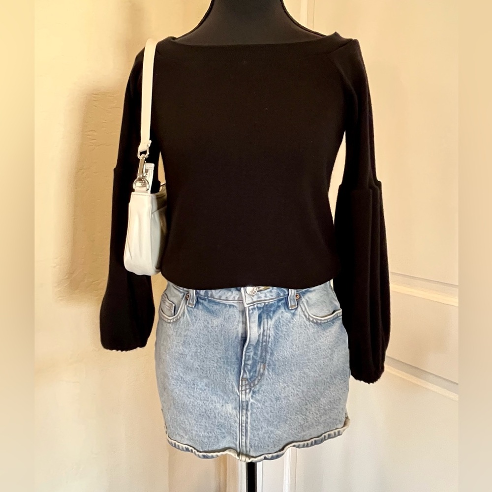 Kimchi Boat Neck Black Long Sleeve Sweater Top